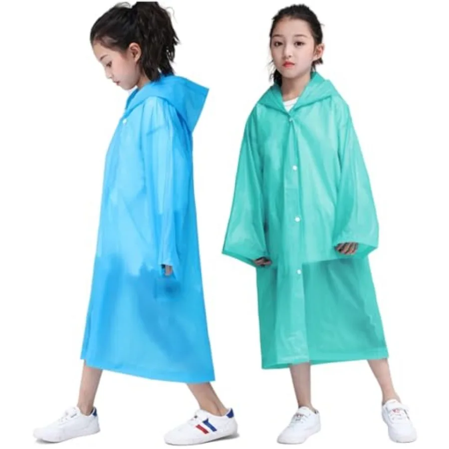 

Raincoat Rain Poncho for,2-5 Pack Reusable EVA Rain Coats for 6-14 Boys Girls, Rain Jackets Gear with Hood