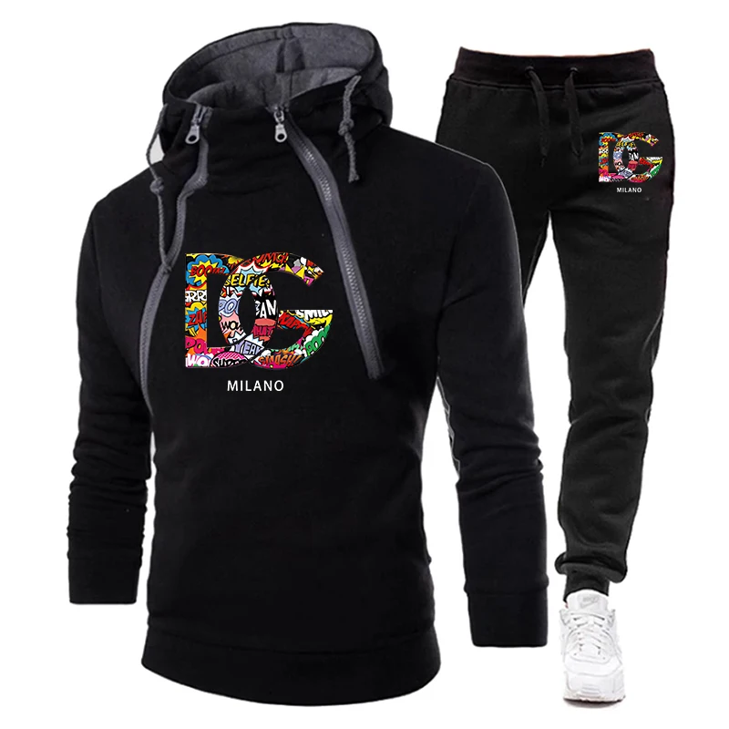 Ensemble de sweats à capuche et pantalons de survêtement pour hommes, sweat-shirt zippé décontracté, jogging, design masculin, survêtement de rue,