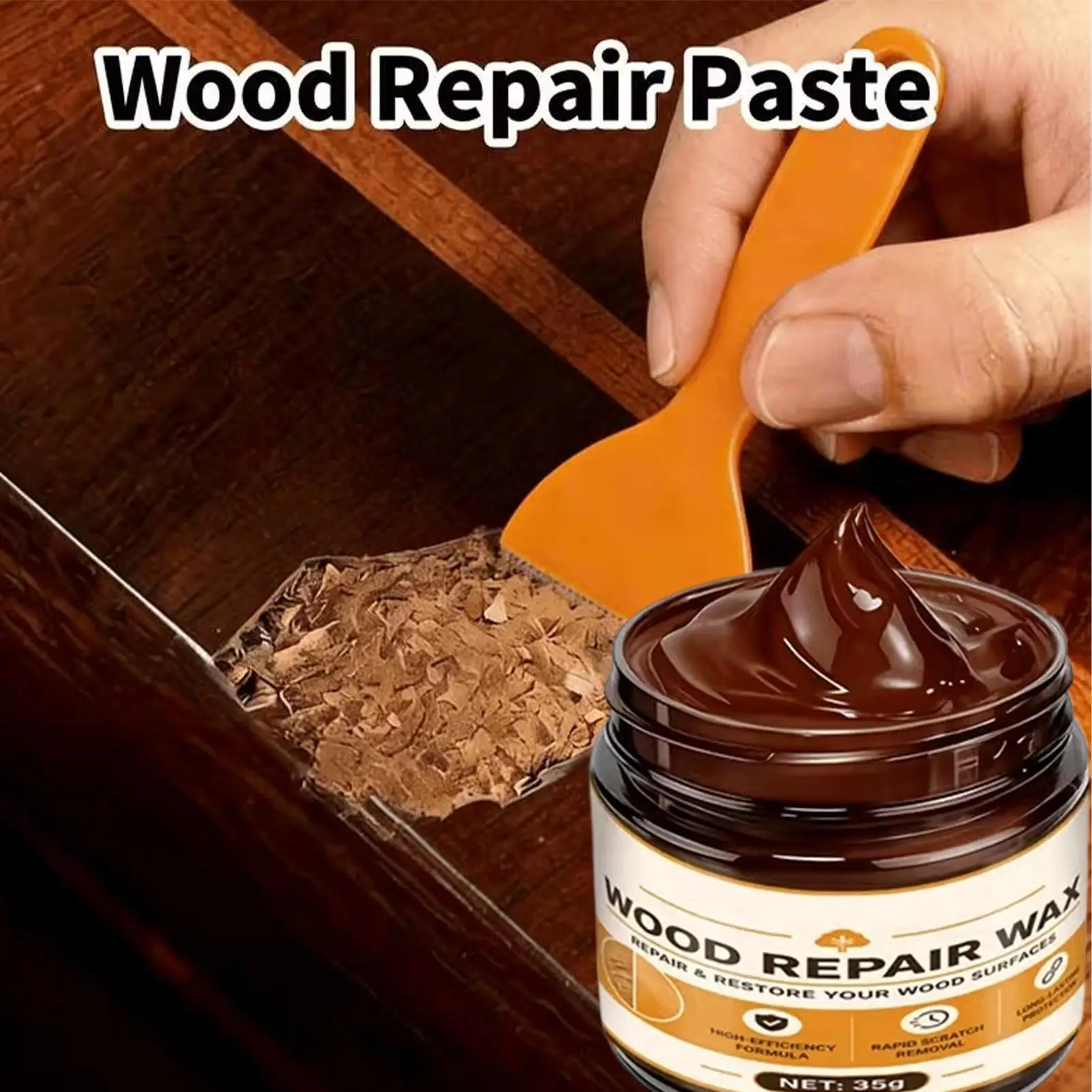 35g Wood Floor Scratch Remover Set Furniture Floor Scratch Repair Agent Wood Repair Paste for Wood Furniture Repair Agent