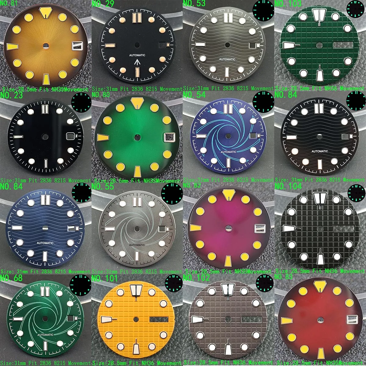 مشاهدة أجزاء الاتصال الهاتفي 28.5 مللي متر 29 مللي متر 31 مللي متر الليزر العقيم التدرج لون نقي الطلب مضيئة مناسبة ل NH35 NH36 ايتا 2836 2824 ميوتا 82