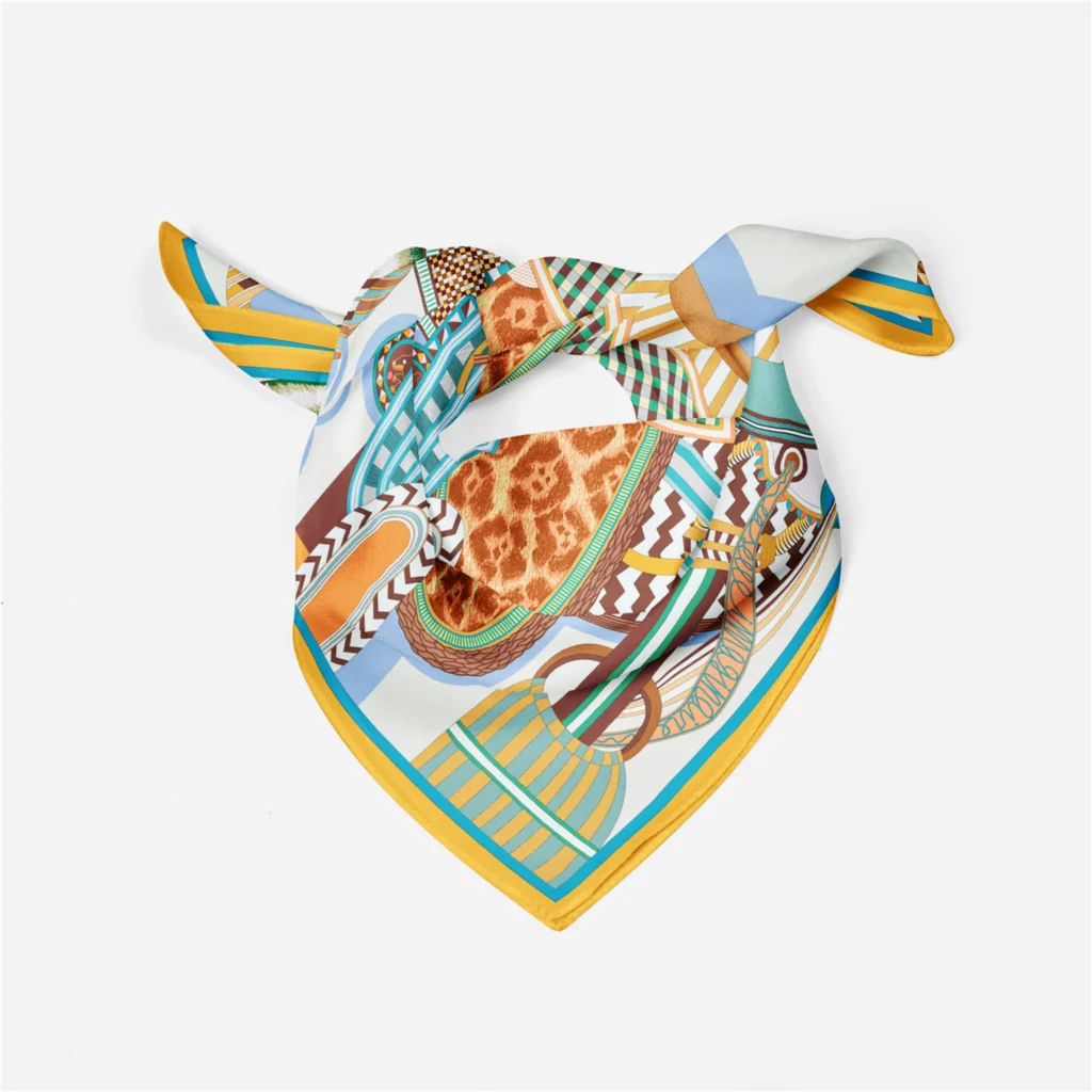 53cm Design Wunderschöne Sattel Marke Platz Schal Frau Neue Silk Schal Frauen Bandana Luxus Stirnband Hijab Foulard Halstuch – Detail 17