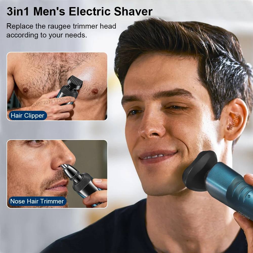 Electic Shaver USB Rechargeable 3 in 1 Men Beard Shaving Machine Professional Floating Blade Razor Portable Face Hair Trimmer