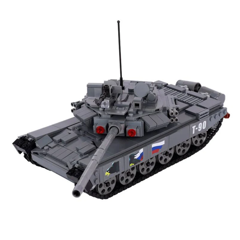 MOC Russia Military T-90 Main Battle Tank Truck Building Blocks WW2 Armored Transport Vehicle Army Cannon Car Weapons Bricks Toy