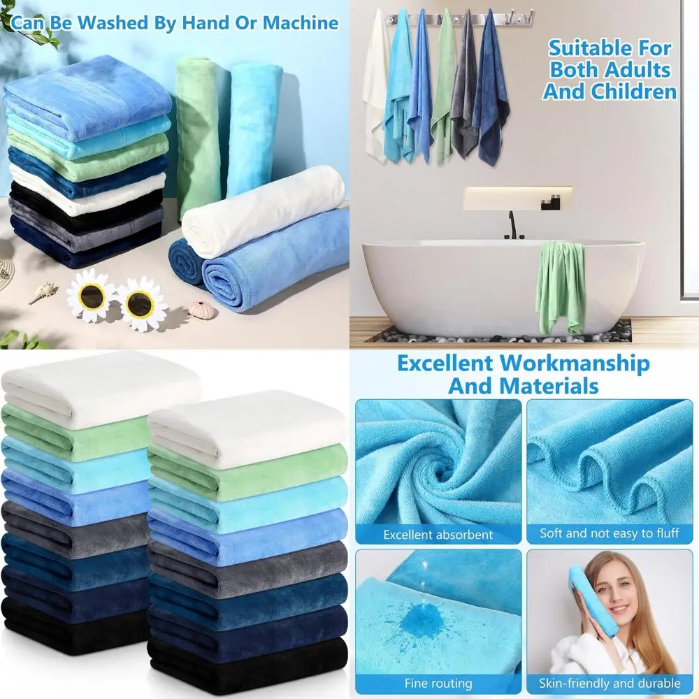 

Bulk 16-Piece Oversized 27x60 Microfiber Bath Towels - Soft, Absorbent, Large for Shower, Beach, Gym, Salon