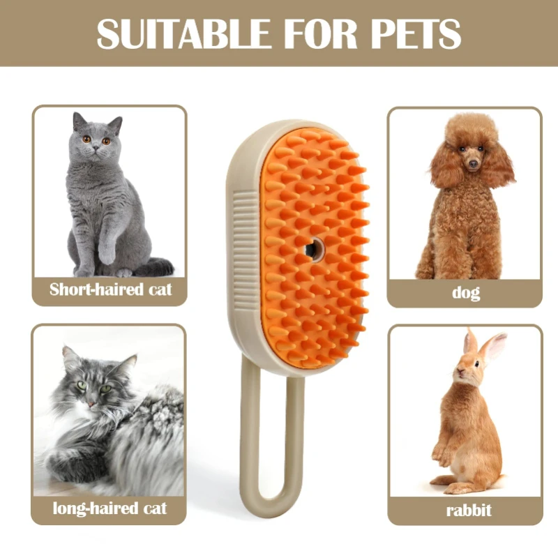 Pet Steam Brush Cat Dog Cleaning Steamy Electric Spray Massage Comb 3 In 1 Hair Removal Grooming Supplies Pet Accessories