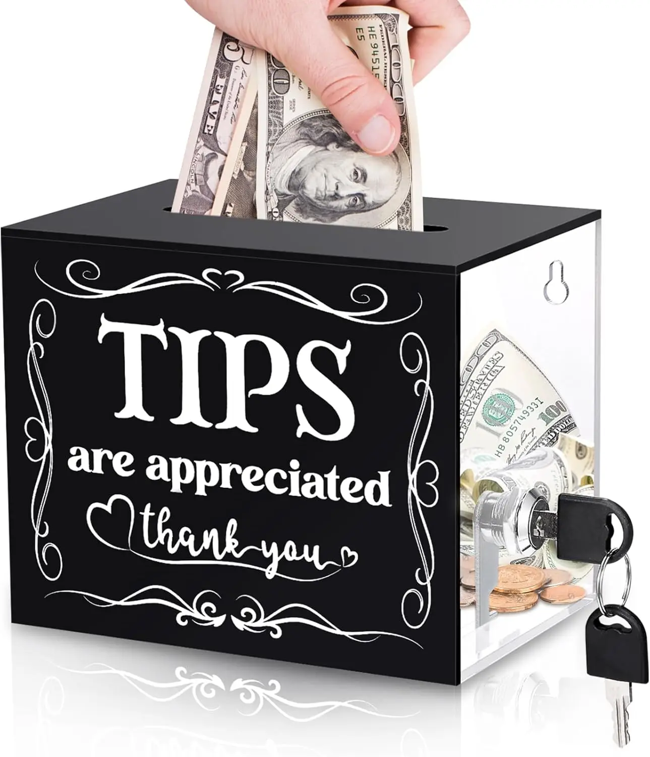 

6x4x5 Inch Locking Tip Jar with Slot, Clear Acrylic Donation Box for Bars, Restaurants, and Events