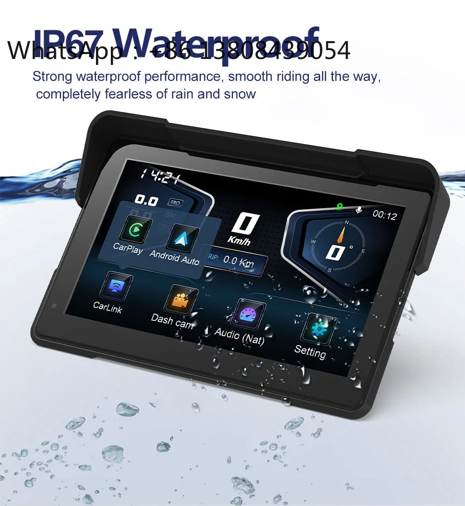 Motorbike Car Recorder Screen 7 Inch Motorcycle Touch Screen IPS Water & Dust Resistant Waterproof Touch Screen Navigation Music