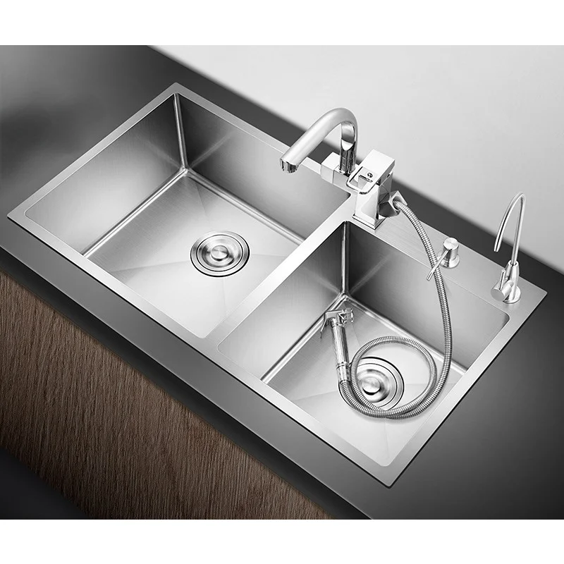 

Stainless Steel Sink Kitchen Vegetable Double Three Hole Set