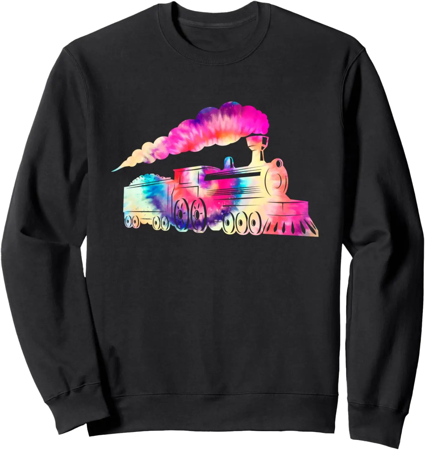 Watercolor Tie Dye Retro 60s Rainbow Spiral - Train Lover Sweatshirt