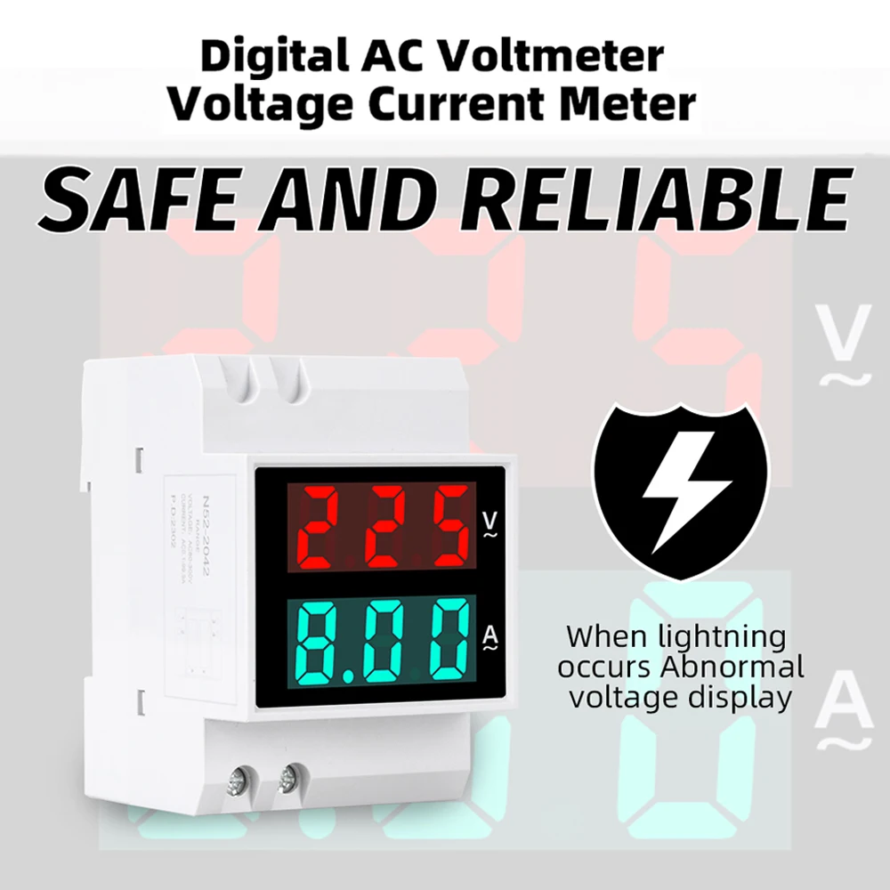 Voltímetro e Amperímetro de Trilho Din com Display Led Exibição de Tensão Exibição Atual em ac 50500v 163a Alta Precisão