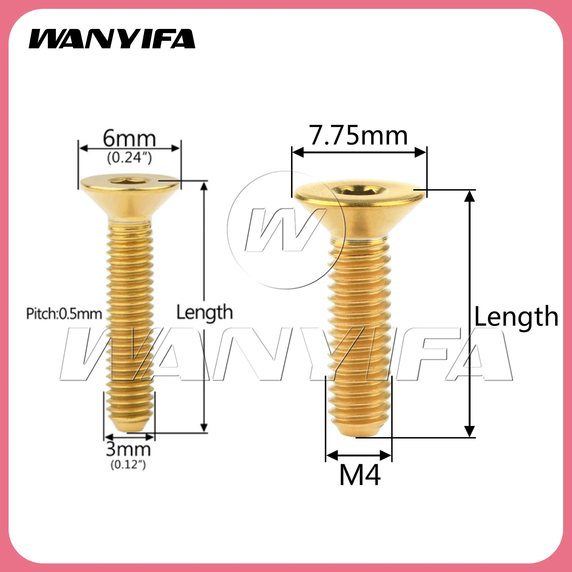 

Титановые болты Wanyifa, 10 шт., M3/M4x6, 8, 10, 12, 15, 18, 20 мм, потайные шестигранные винты, класс 5, крепеж для мотоциклов и велосипедов