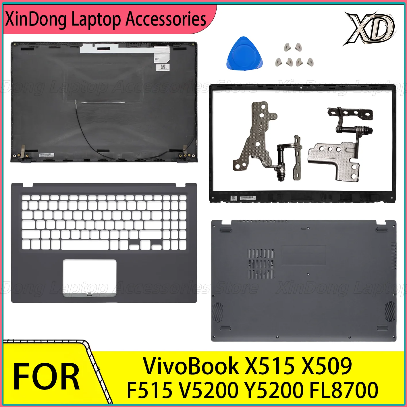 Laptop Housing Case For VivoBook X515/E/M/J X509/FA/FB F515 V5200 Y5200 FL8700 LCD Cover/Bezel/Palmrest/Bottom/Hinge Replacement