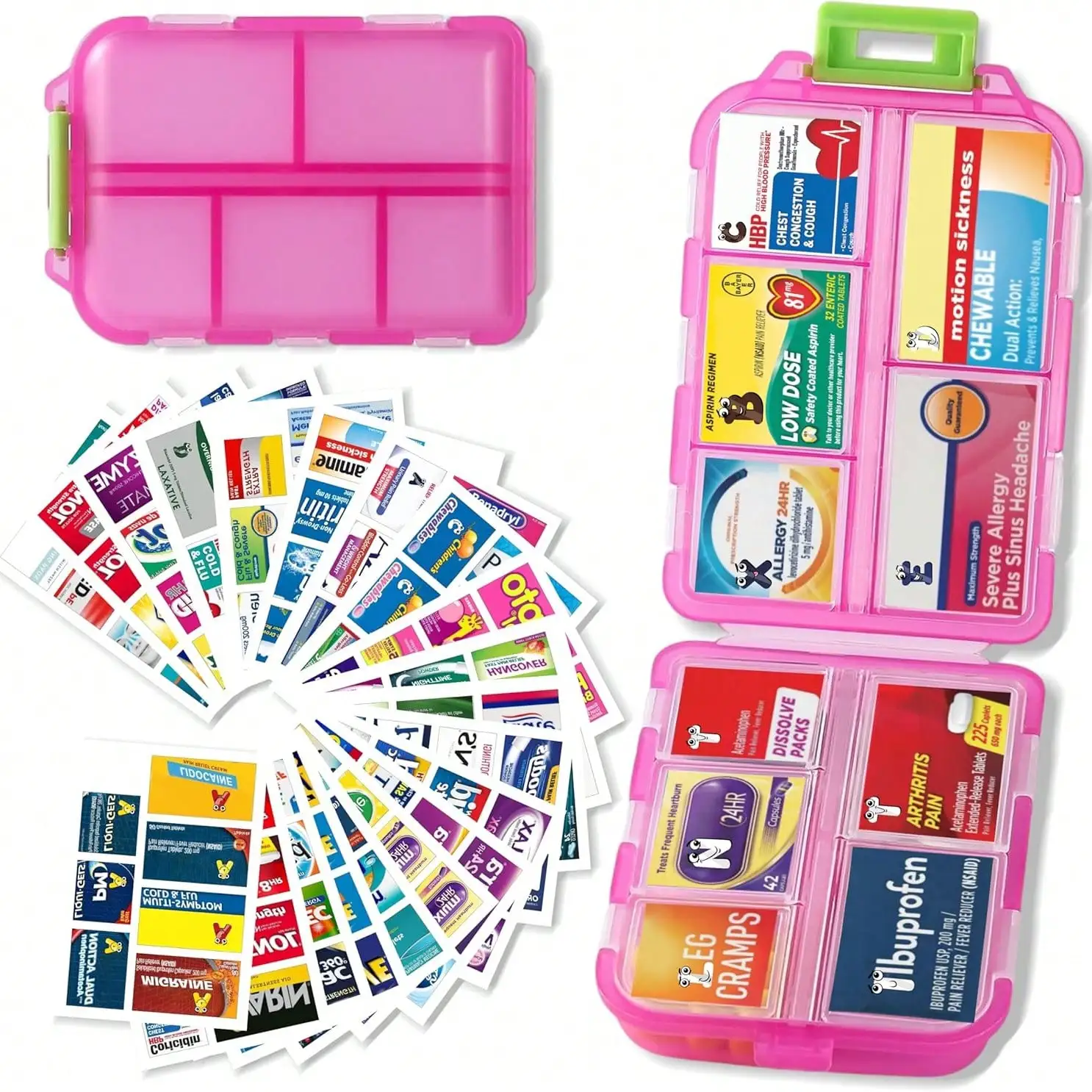 

Portable 7 Day Pill Organizer With 161 Medicine Labels, Mini Travel Daily Pill Case, Medication Storage Box