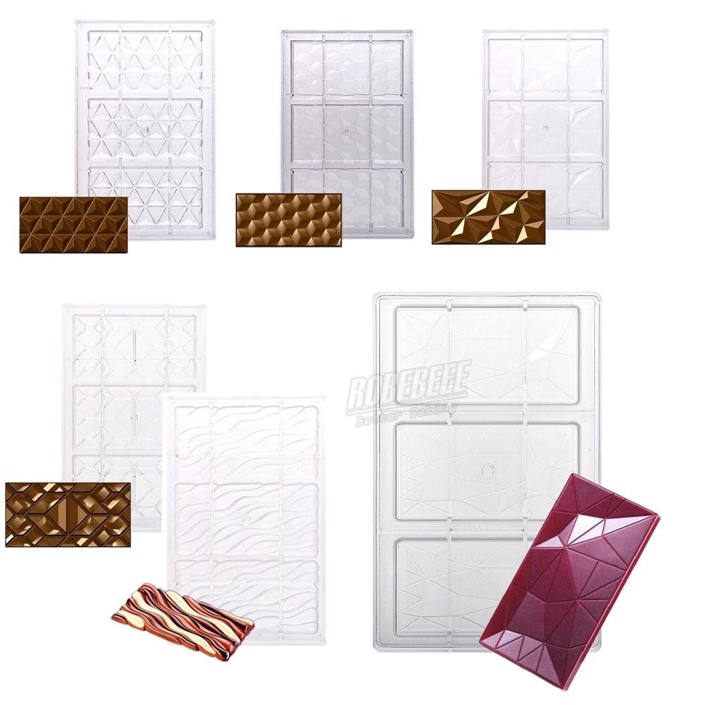 

Geometric Rectangle Cube Diamond Water Ripple PC Polycarbonate Chocolate Mold Sugarcraft Moulds Candy Making DIY Baking Gadget