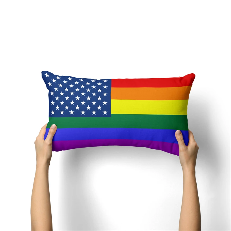 Gaslight Gatekeep GirlbossKiss The United States of America USA LGBT Rectangular Throw Pillow Covers Cushion Cases Pillowcases
