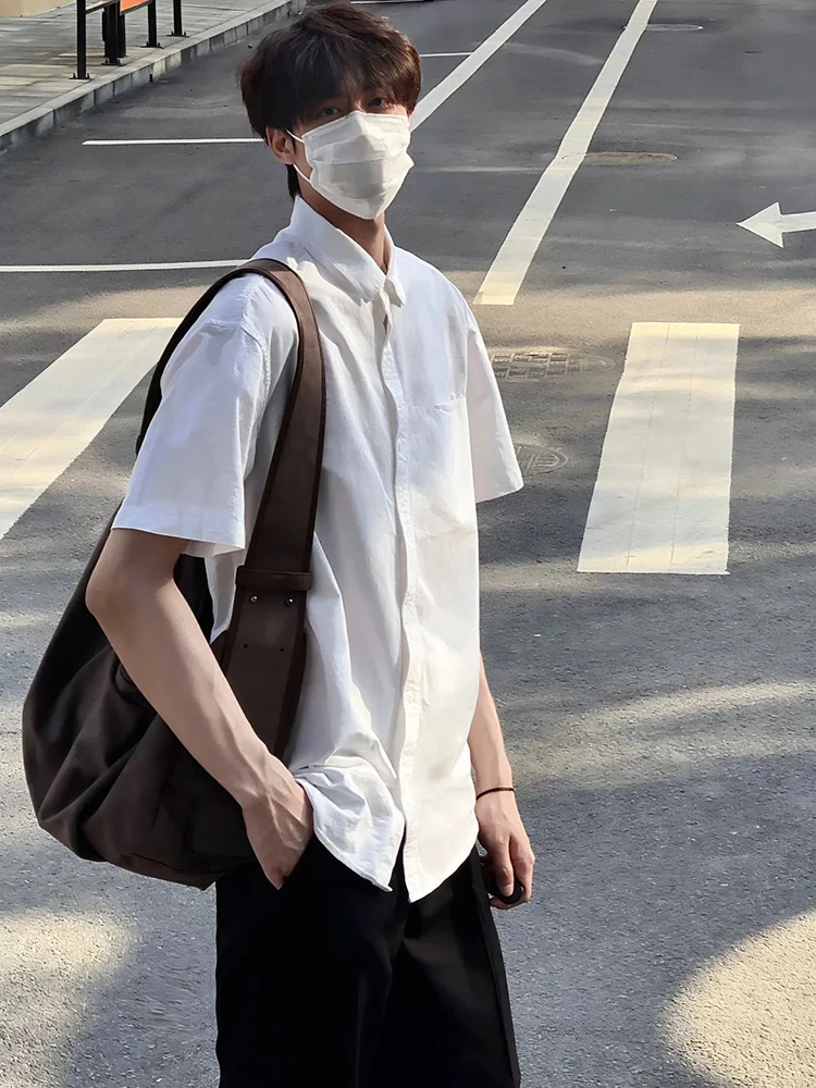 

Cleanfit White ort Sve Ice Silk irt Men's Summer f Sve Jaet Inner Wear Casual Loose Fit Youth Faion