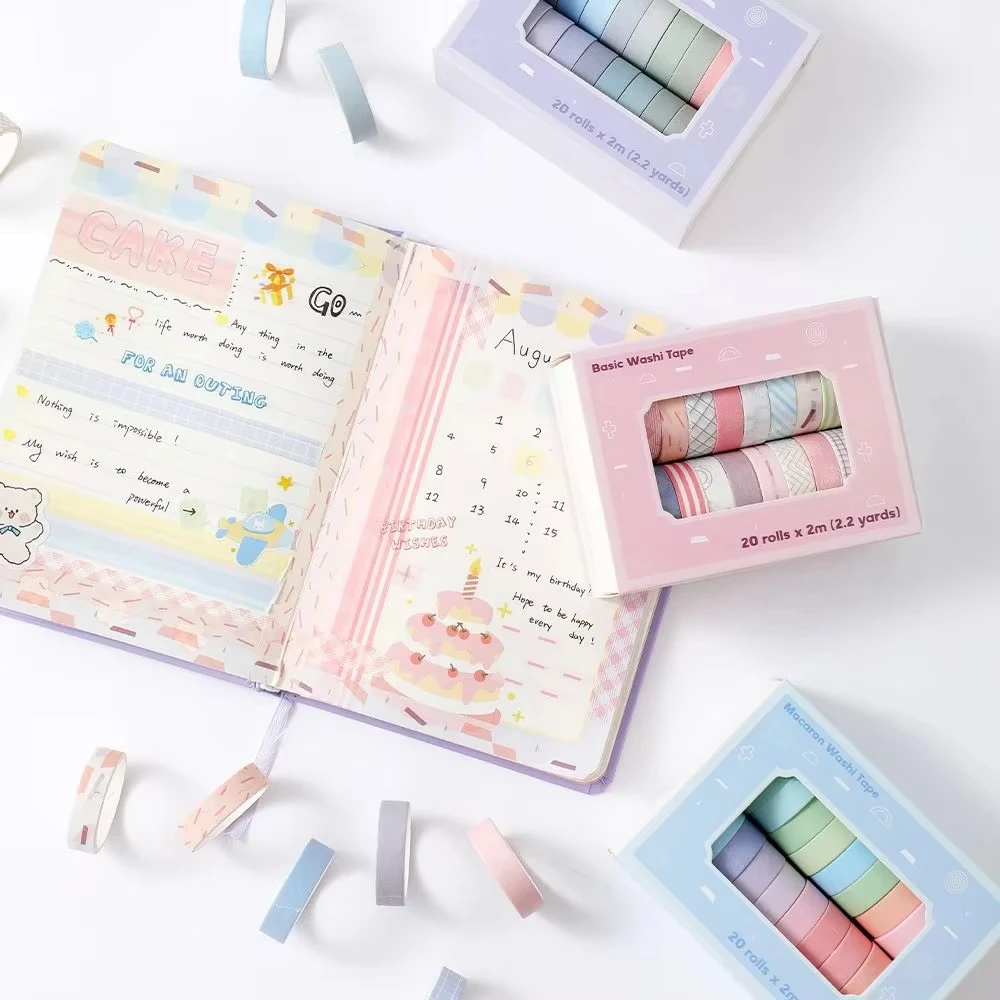 Masking Tape Thin - 20 Gulungan Set Washi Tape Tipis