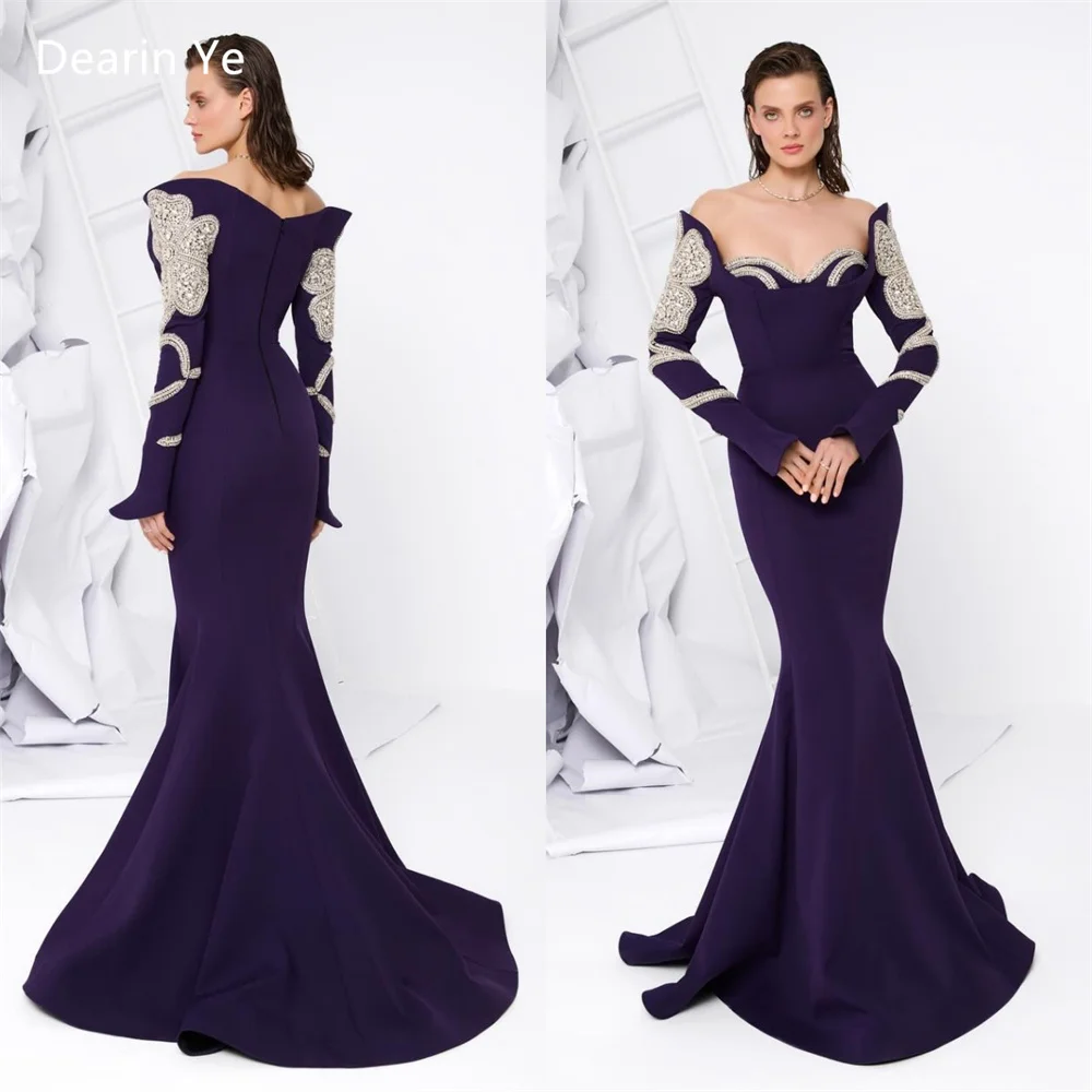 

Prom Dress Evening Formal Gown Dearin Off-the-shoulder Trumpet Floor Length Skirts Bead Beading Applique Bespoke Occasion Dresse