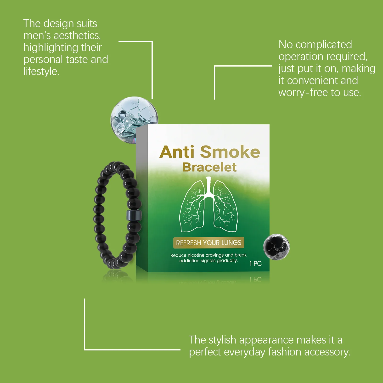 Anti Smoking Magnet Bracelet Lung Detox Cleansing Reduce Cigarette Addiction Improving Sleep Quality Quit Smoking Cessation Aid