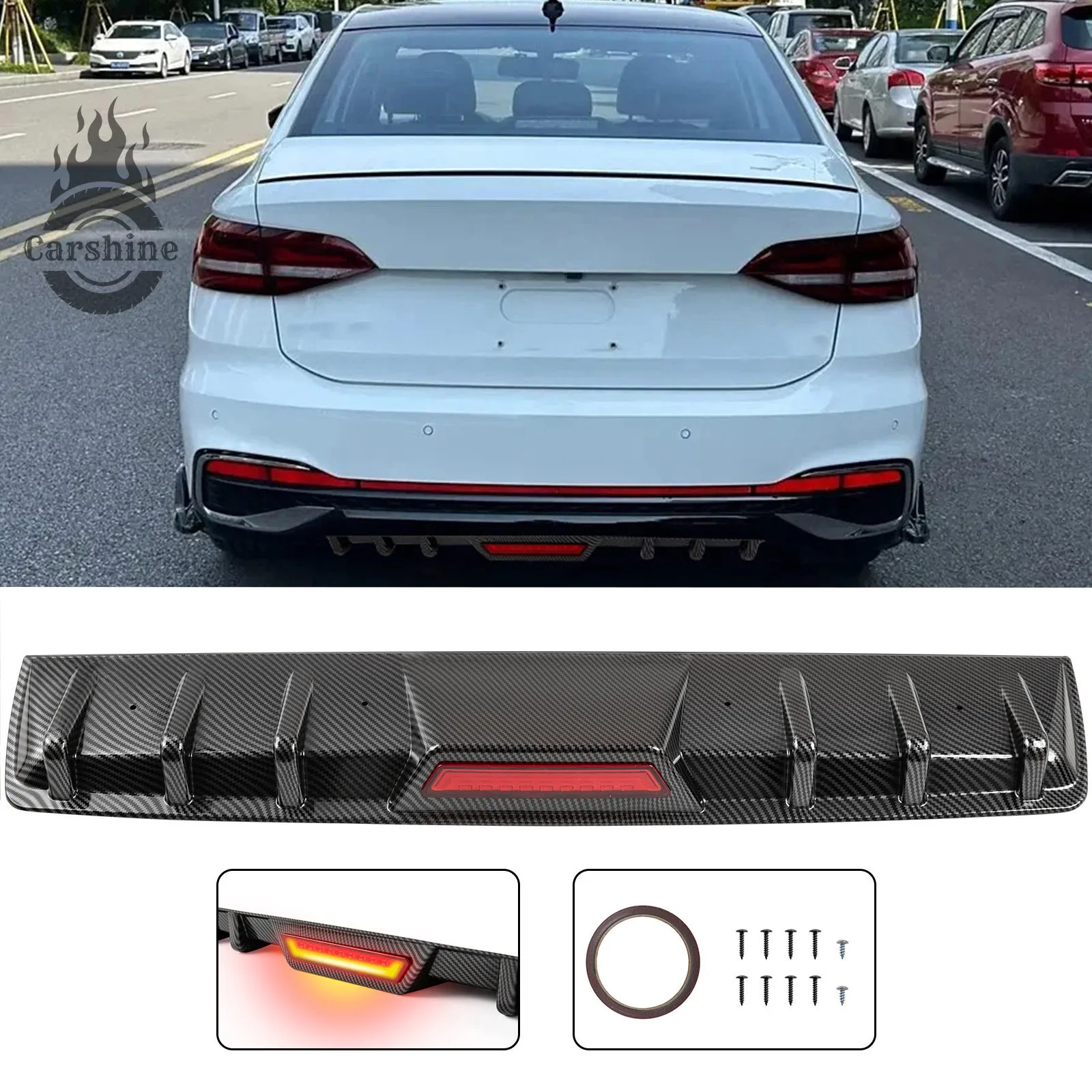 

RearBumper Diffuser Lip Shark Fins Splitter Spoiler Carbon For Volkswagen Passat