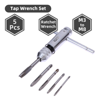 5 Pcs Tap Wrench Set M3-M8 Ratchet Spanner Metric Male Thread Drill For Metalworking Hand Tool Set Mechanical Workshop Tools