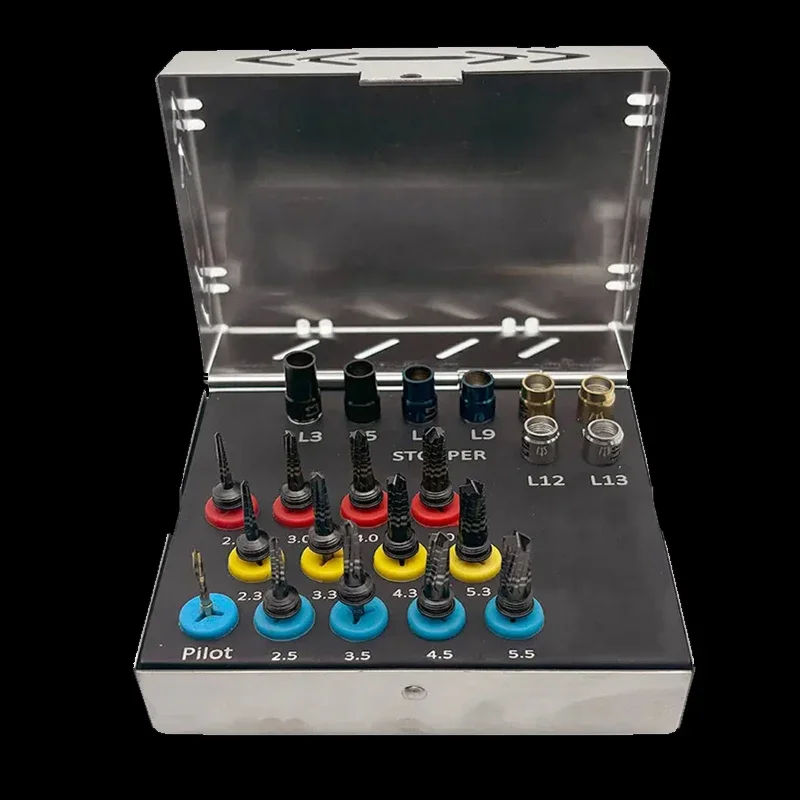 21Pcs Dental Implant Kit Osseodensification Bur Set with Surgical Drivers & Stoppers for Oral Surgery & Precision Implantology