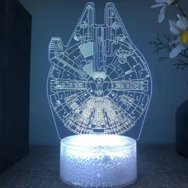 ضوء ليلي ثلاثي الأبعاد من Star and Wars، سفينة حربية، ضوء ليلي Death Star، ضوء شحن LED، ضوء سرير النوم