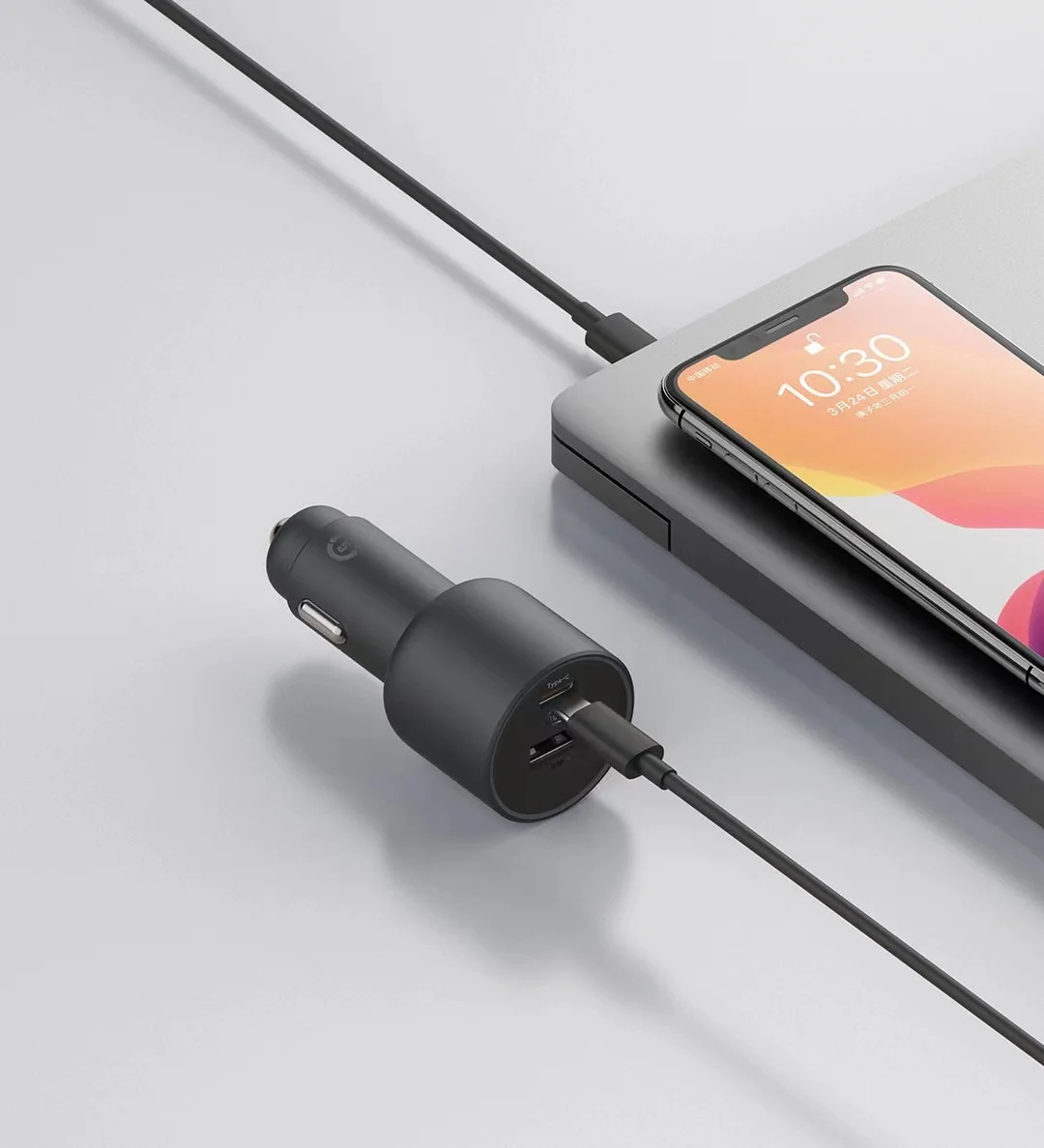 100% الأصلي Xiaomi 100 واط شاحن سيارة المزدوج USB شحن سريع Mi شاحن سيارة USB-A USB-C المزدوج الناتج مصباح ليد مع كابل 5A