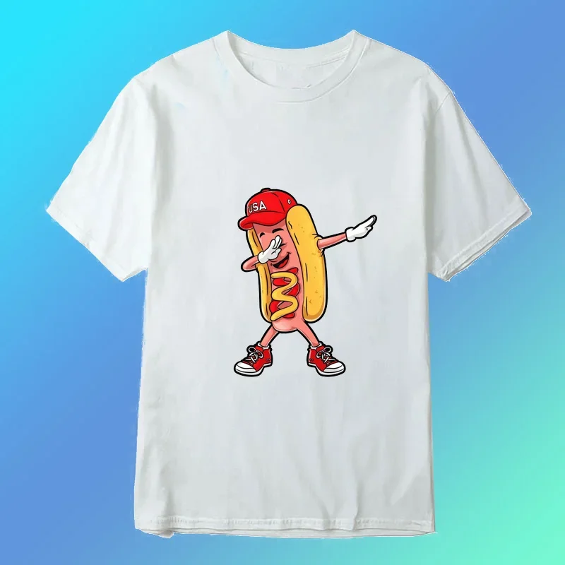 Dip hot dogs and do Hip Hop Dab - Fun print fashion Street wear trend Summer Men women universal short sleeve T-shirts