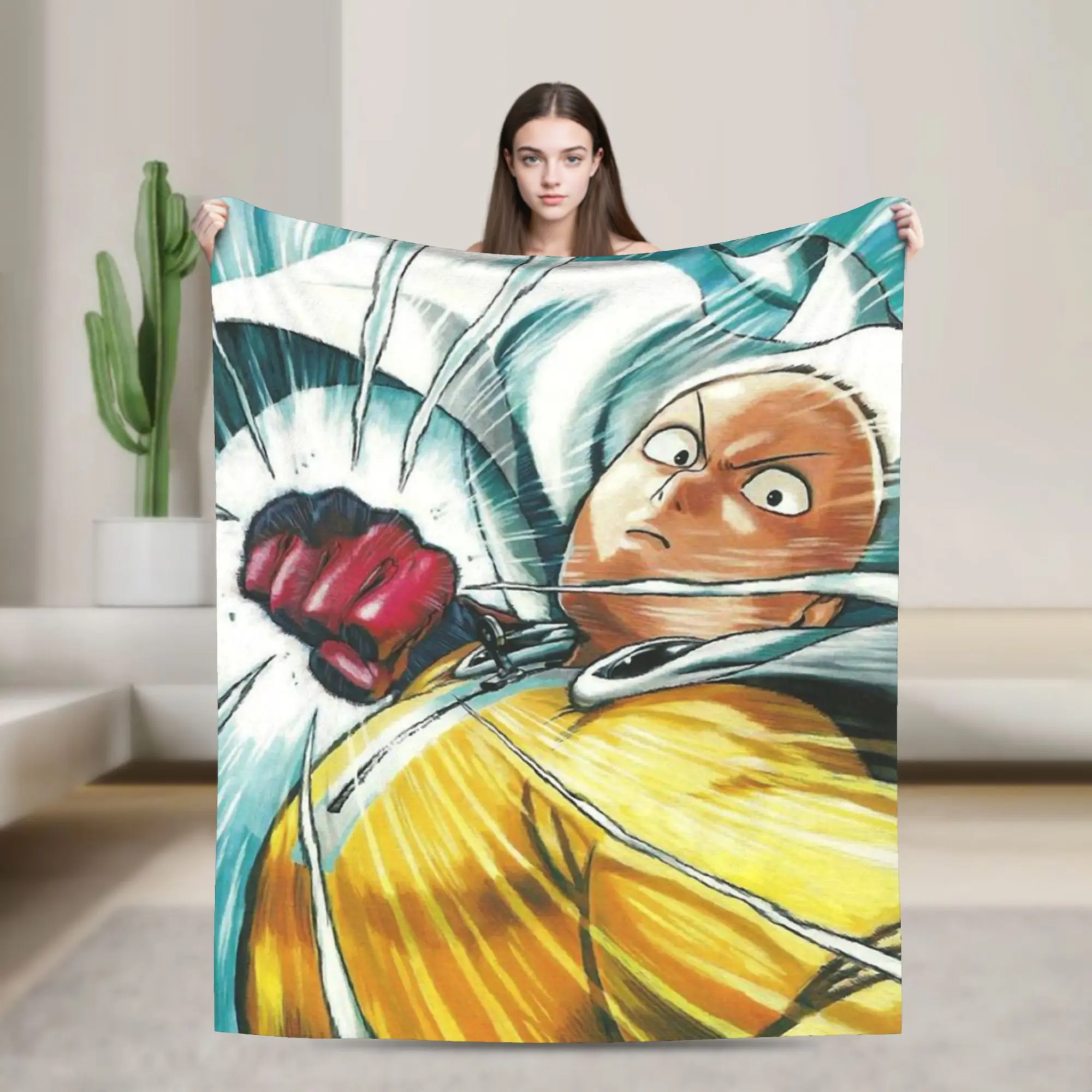 

Бархатные пледы One Punch Man 4, одеяло для домашнего офиса, супер теплое покрывало,