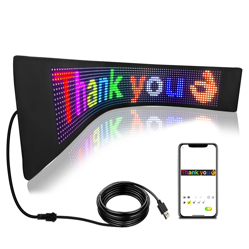 App Control Programmable LED Display Screen RGB Messages Scrolling Led  Car Shop Sign Board Soft Flexible Digital Display Panels