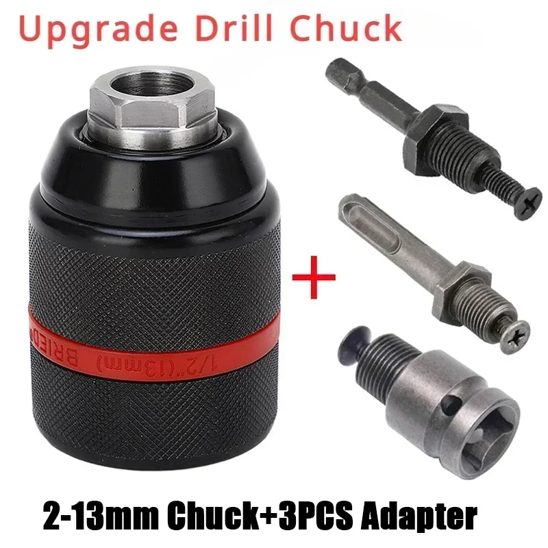 Selflocking Screwdriver Drill Chuck Quick Grip Adapter Mandril SDS Plus Collet Lathe Impact Drilling Socket Bit Holder 1/2' 3/8'