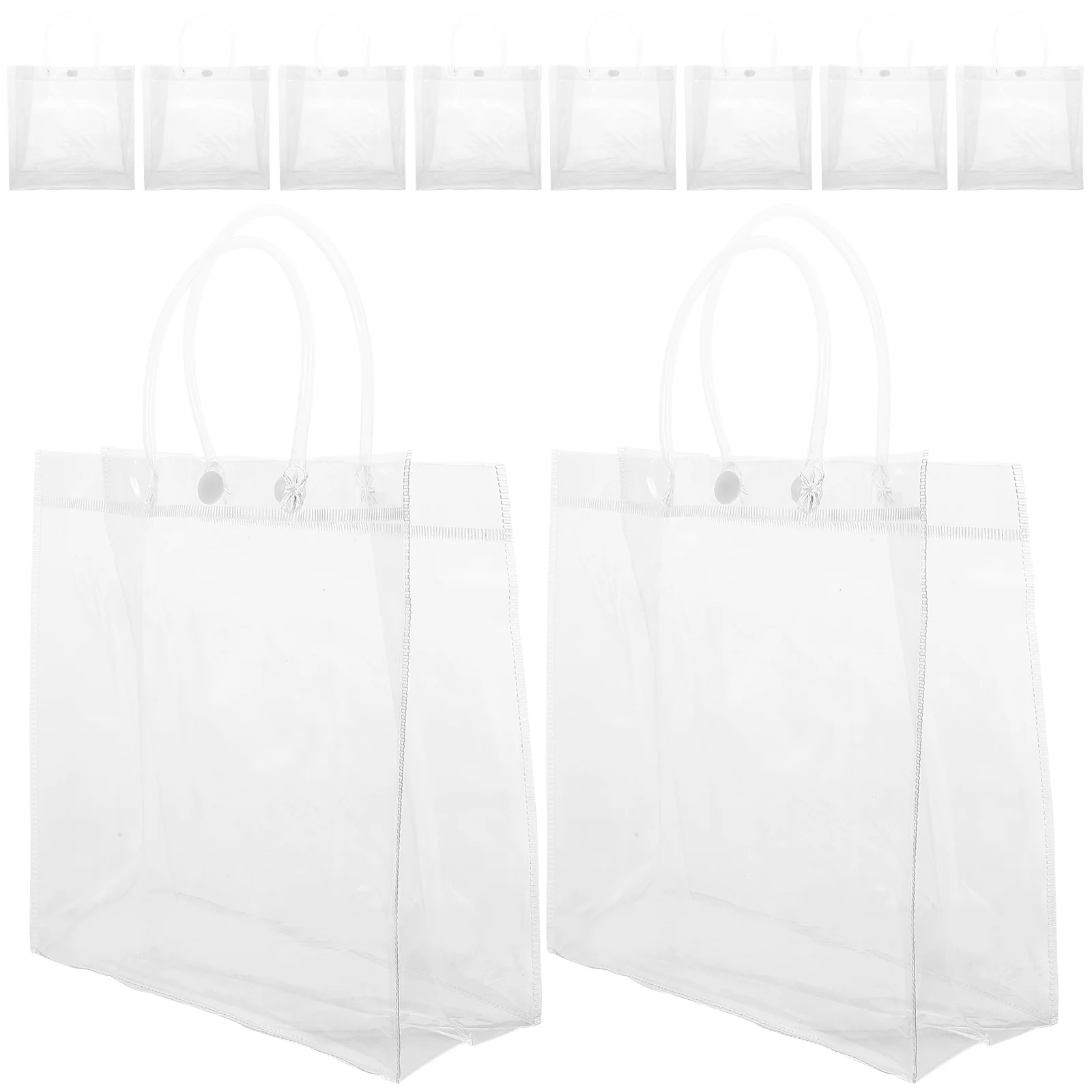 10pcs Clear Gift Bags 20x20x8cm Transparent H held Tote Reusable PVC Present Wrapping Small Storage Clothes Packaging