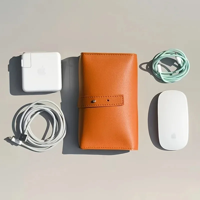 Picture 5: 1pc PU Leather Multi-Compartment Organizer-Portable Tech School Accessories Case for Cables,Chargers,Pens-Durable Travel Storage