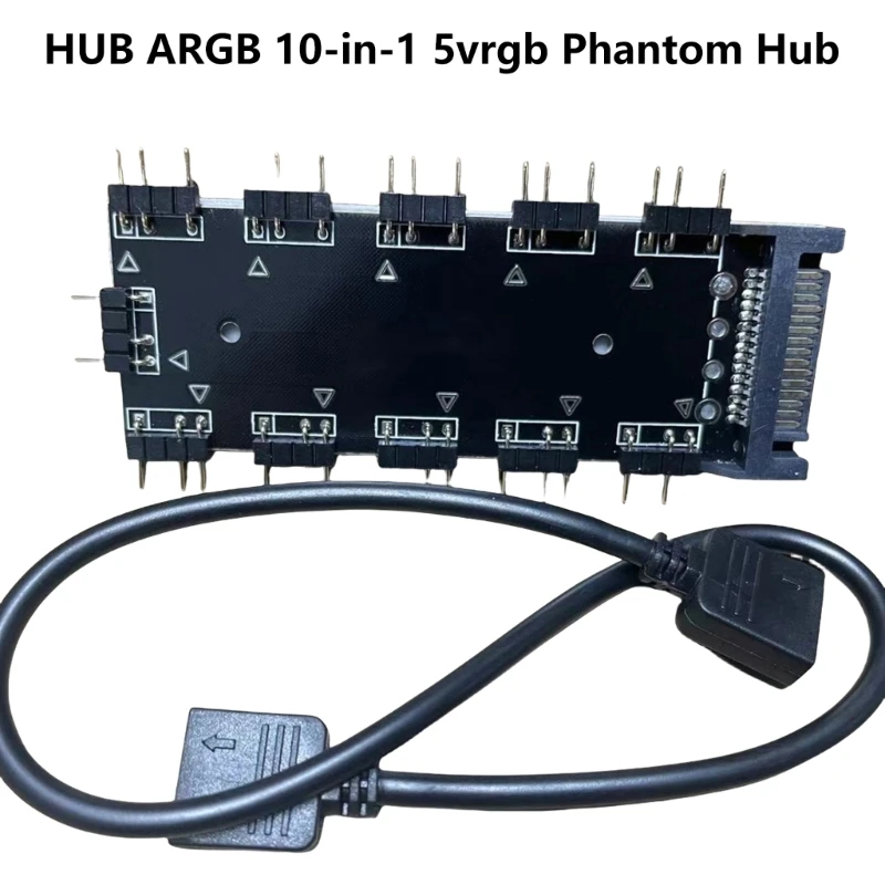 5V 3Pin ARGB 팬 허브 1 ~ 10 멀티 웨이 분배기 팬 연장 케이블 어댑터 PC ARGB 팬용 속도 컨트롤러 허브