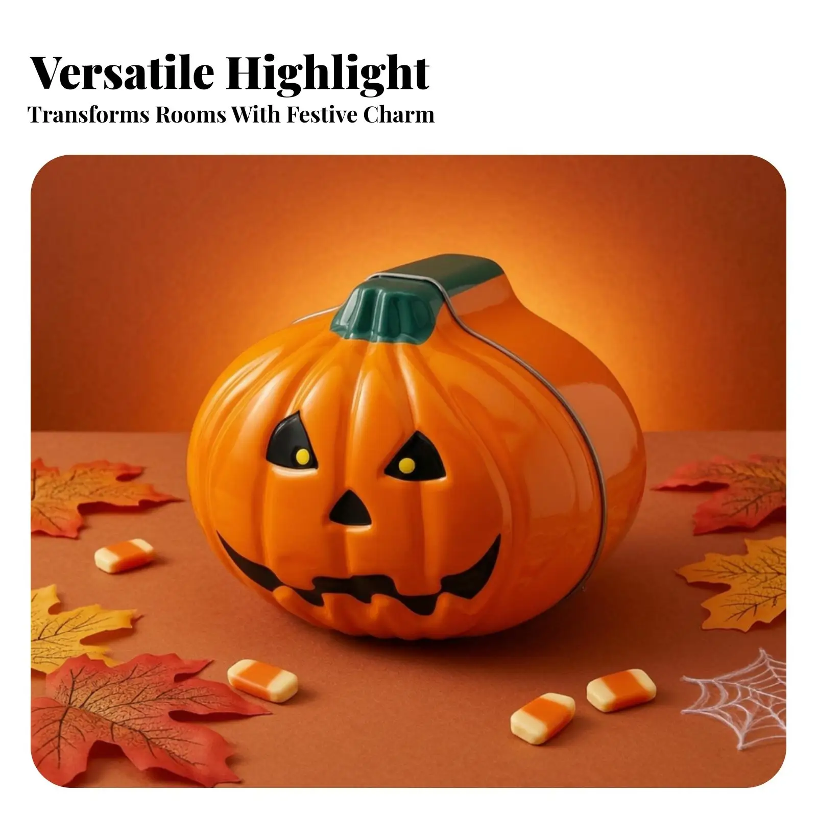 Pumpkin Tin Box Halloween Jack-O'-Lantern Tin Orange for Party Hosts