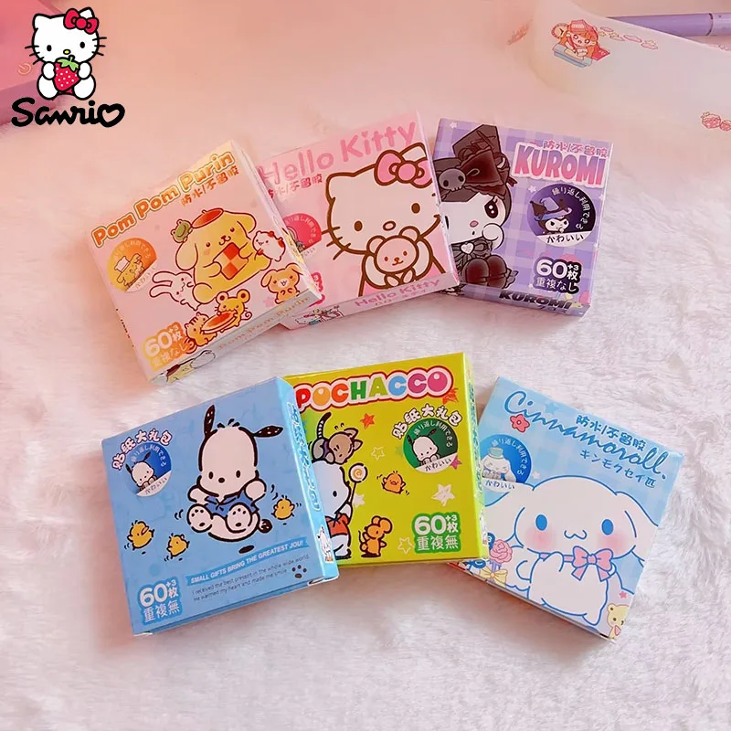 Pegatinas de Anime para niños, accesorios de Sanrio Y2K, Hello Kitty Things Kuromi, pegatinas impermeables, Cinnamoroll, Pochacco, 60 piezas