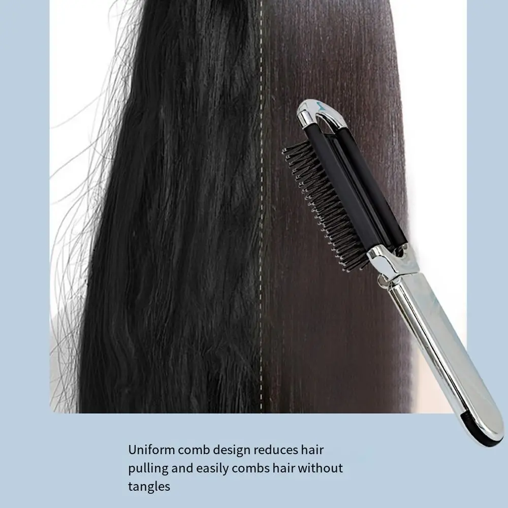 مرآة جيب مستديرة مع مشط مزدوج الاستخدام، فرشاة شعر تدليك فضية، مشط وسادة هوائية صغيرة قابلة للطي، مشط كيس هوائي