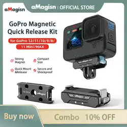 aMagisn Magnetic Quick Release Kit for GoPro Hero 12/11/10/9/8/11 Mini/MAX Action Camera Portable Quick Mount Base Accessories