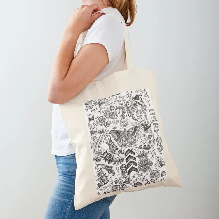 

1D's tattoos Tote Bag Candy bags free delivery bags Women bags eco bag folding
