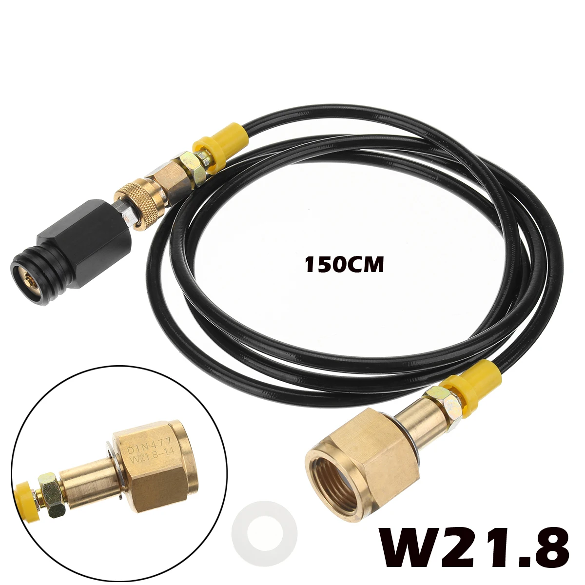 Soda Maker Club External Hose & Adapter Kit to CGA320 W21.8 CO2 Tank