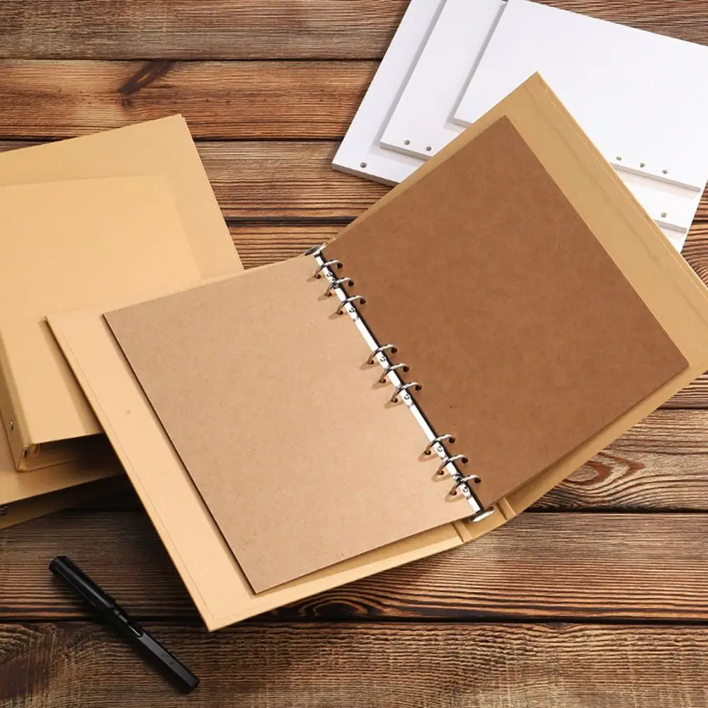 

New Kraft Paper Kraft Paper Binder Cover A5 B5 A4 Vintage File Folders Perforated Binder Folder