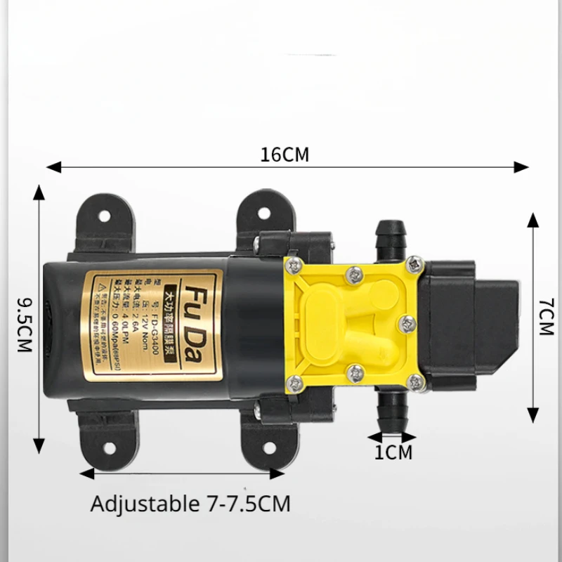 12V High Pressure Diaphragm Water Pump Self Priming Double Thread Electric Pressurized Motor Pump for Irrigation Washing Sprayer