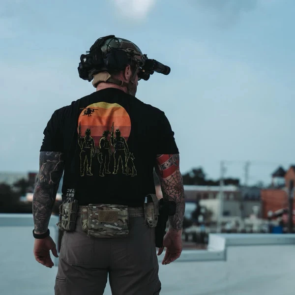 T-shirt en coton avec motif graphique Unity Sunset Art Tacticians Hardcore Veteran Tactical Trend Brand pour hommes et femmes, streetwear d'été