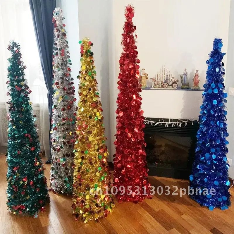 

Rubia leaf PET pop-up tower type artificial color foldable retractable Christmas tree