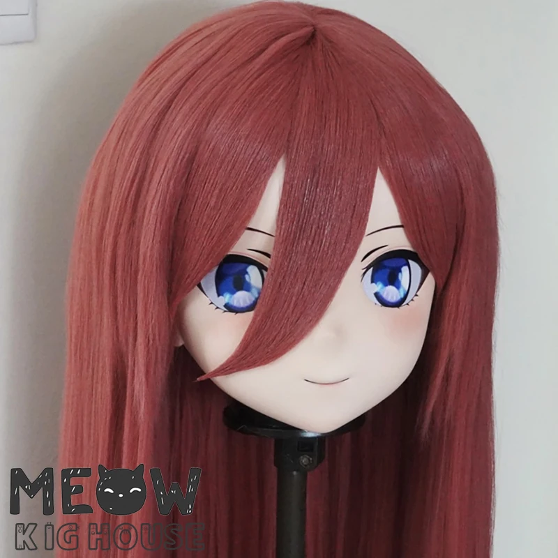 (MEO434) Customize Handmade Full Head Lockable Crossdress Male to Female Japanese Cartoon Anime Game Character Kigurumi Mask