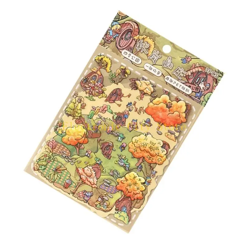 Long Lastingness PET Seasonal Landscape Sticker For Art Crafts Room Decorative HU8D