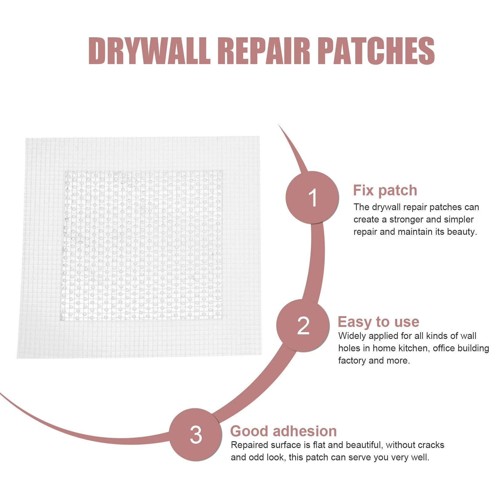 

12Pcs Drywall Repair Patches Wall Hole Repair Patch Kit Fiberglass Reinforced for Damaged Surfaces Indoor Outdoor