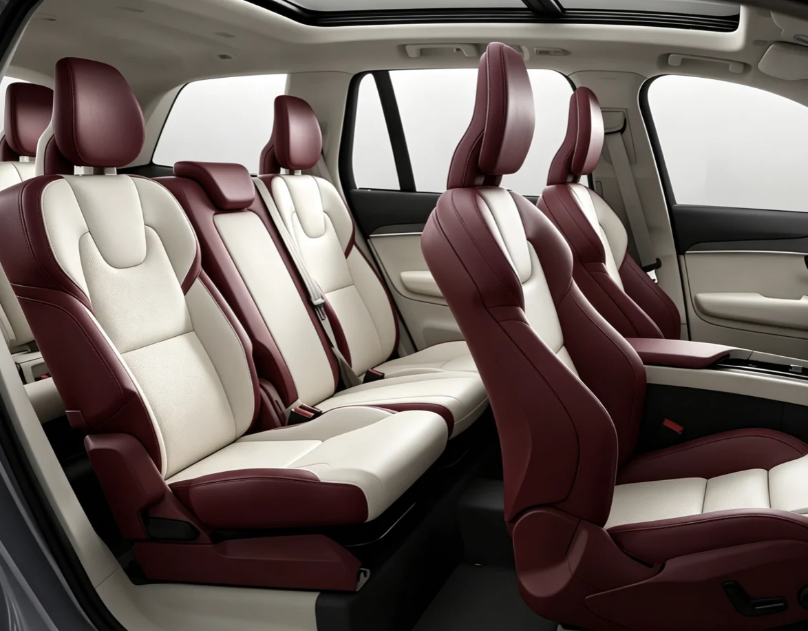 Für Volvo XC90 2025 5-Sitzer Maßgefertigte Autositzbezüge Luxuriöses Nappa-Leder 100% Passgenau Innenraum-Zubehör 360 ° Vollständige Abdeckung – Detail 10