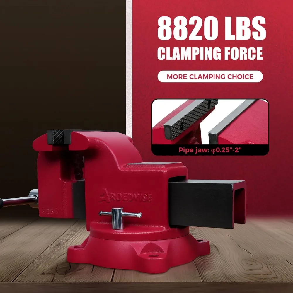 

Heavy Duty Bench Vise 360 Degree Swivel Base Multi Purpose Ductile Iron Vise with Anvil for Metalworking Woodworking DIY